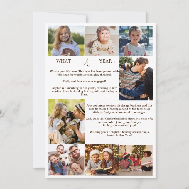 Minimalist What A Year Photo Collage Christmas Holiday Card (Front)