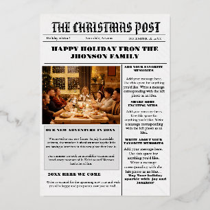 Minimalist What A Year Photo Year In Review Photo Foil Holiday Card