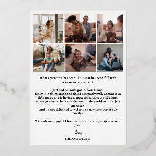 Minimalist What A Year Photo Year In Review Photo Foil Holiday Card