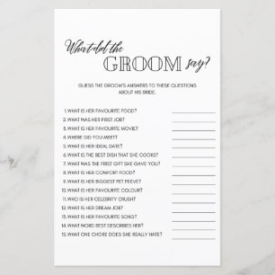 Minimalist what did groom say bridal shower game
