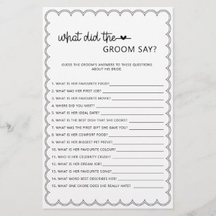 Minimalist what did the groom say bridal shower  f flyer