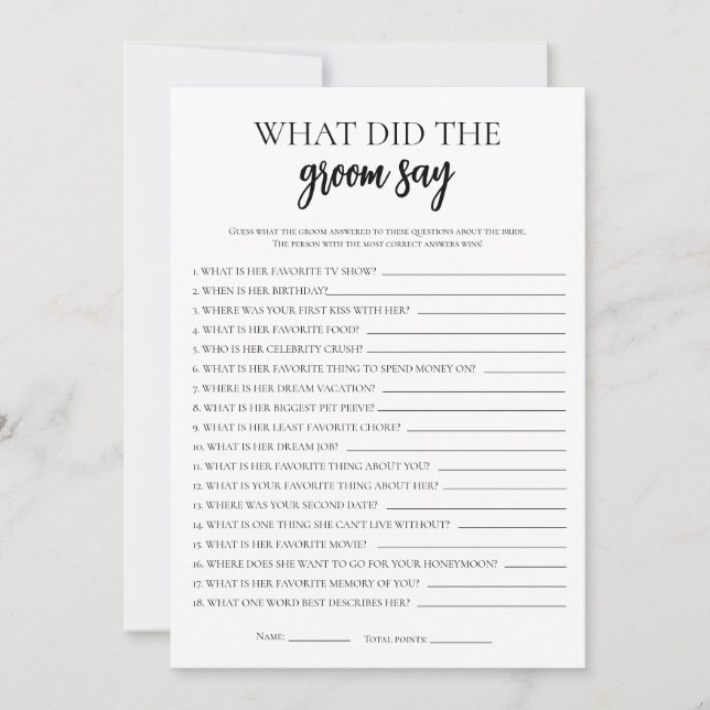 Minimalist What Did The Groom Say Bridal Shower Invitation (Front)