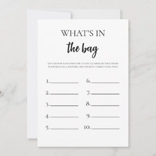 Minimalist What's In Your Bag Bridal Shower Card