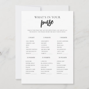 Minimalist What's In Your Purse Bridal Shower Card