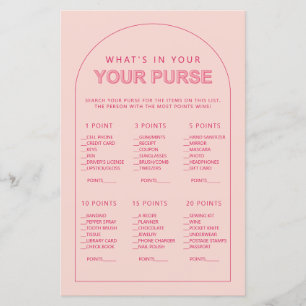 Minimalist what's in your purse bridal shower game