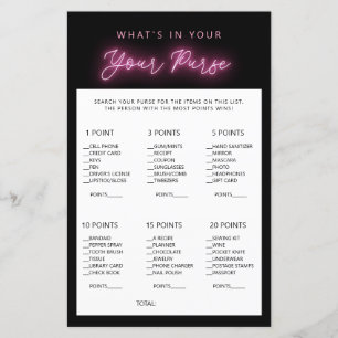 Minimalist what's in your purse bridal shower game