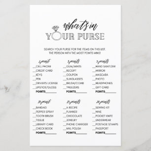 Minimalist what's in your purse bridal shower game