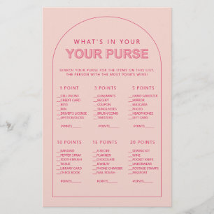 Minimalist what's in your purse bridal shower game flyer