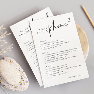Minimalist What's On Your Phone Bridal Shower Game