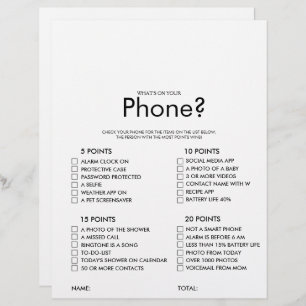 Minimalist What's on your Phone Bridal Shower Game