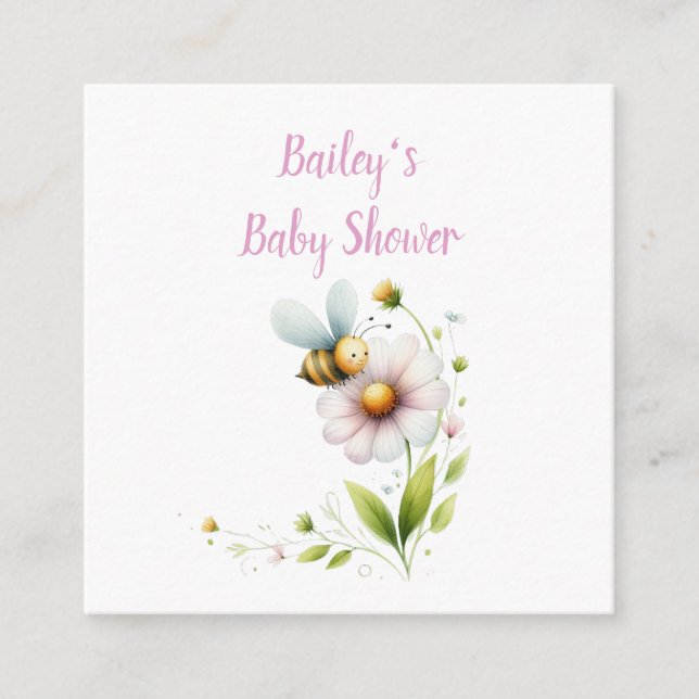 Minimalist Whimsical Bee Baby Shower  Enclosure Card (Front)