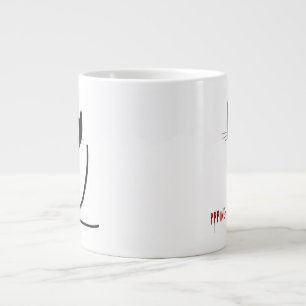 Minimalist Whimsical Black Cat Large Coffee Mug
