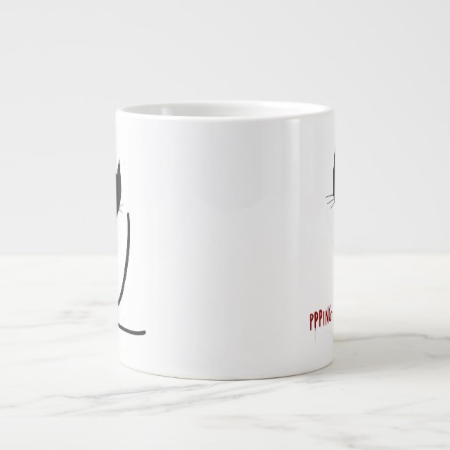 Minimalist Whimsical Black Cat Large Coffee Mug (Front)