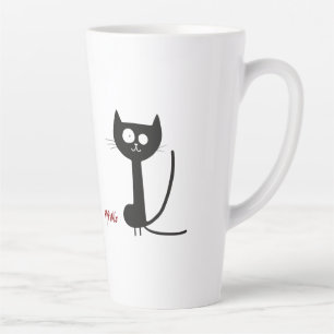Minimalist Whimsical Black Cat Latte Mug
