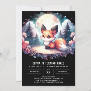 Minimalist Whimsical Fox Birthday digital Invitation