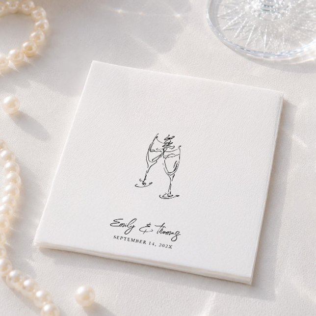 Minimalist Whimsical Ink Hand Drawn Bow Wedding Napkin (Minimalist Whimsical Ink Hand Drawn Bow Wedding Napkins)