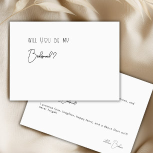 Minimalist Whimsical Script Bridesmaid Proposal