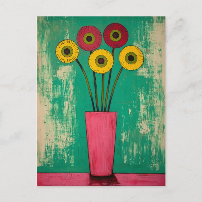 Minimalist Whimsy Flowers No.048 Postcard (Front)
