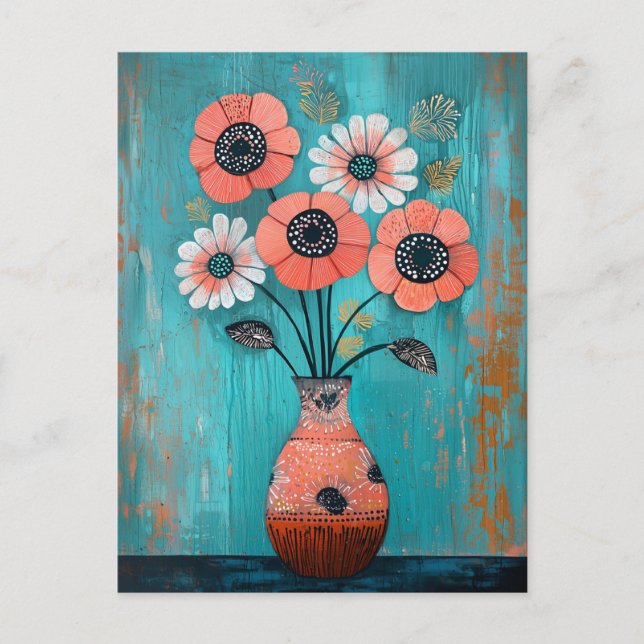 Minimalist Whimsy Flowers No.078 Postcard (Front)