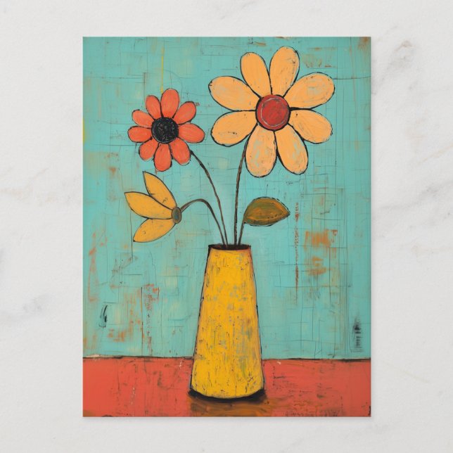 Minimalist Whimsy Flowers No.087 Postcard (Front)