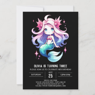 Minimalist Whimsy Mermaid Birthday Invitation