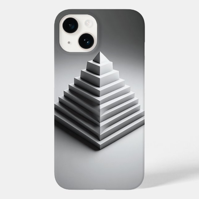 Minimalist White 3D Pyramid Phone Case - Modern  (Back)