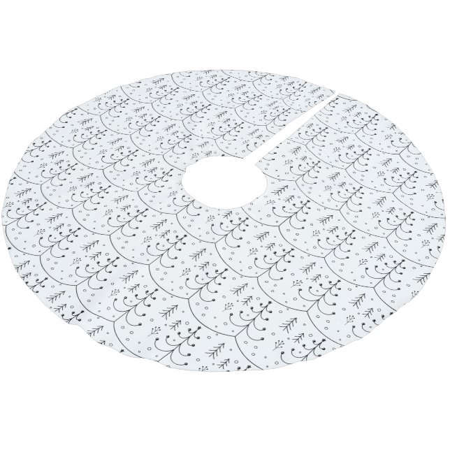 Minimalist White Abstract Christmas Tree  Brushed Polyester Tree Skirt (Angled)