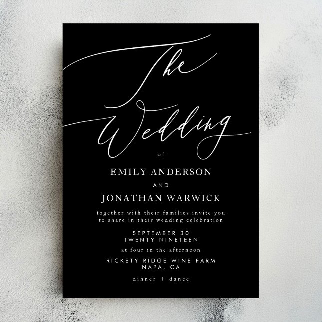 Minimalist White and Black Simple Wedding Invitation (Creator Uploaded)