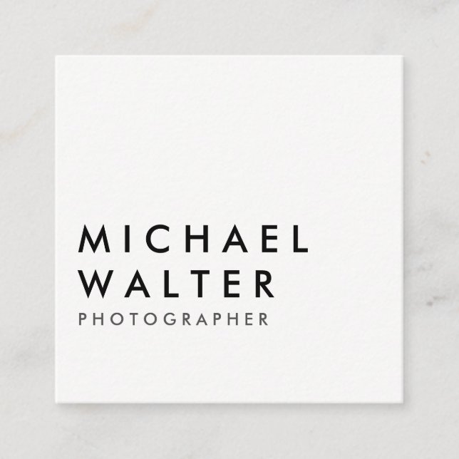 Minimalist White and Black Square Business Card (Front)