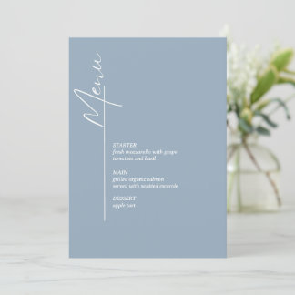 Minimalist White And Blue Menu Card