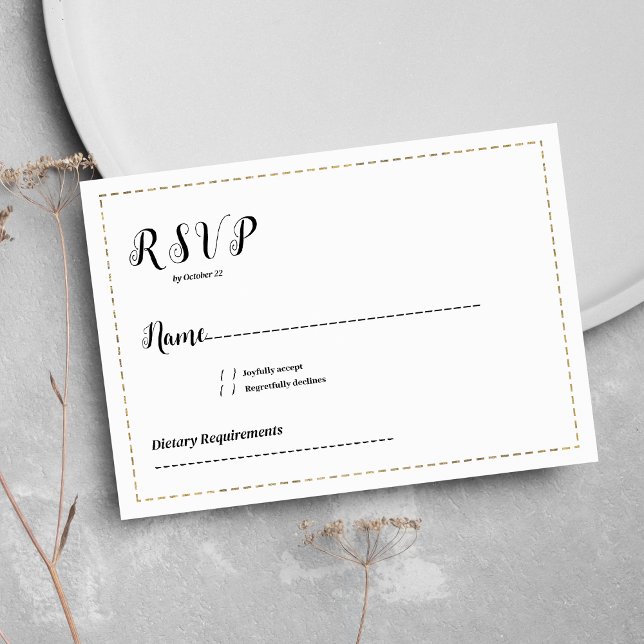 Minimalist white and gold calligraphy RSVP Invitation (Minimalist white and gold calligraphy RSVP)