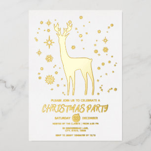 Minimalist White and Gold Elegant Deer Xmas Party