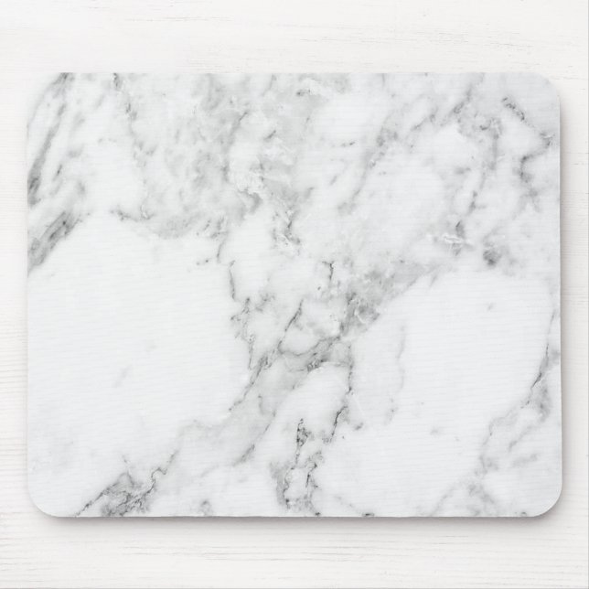Minimalist White and Grey Marble Mouse Pad (Front)