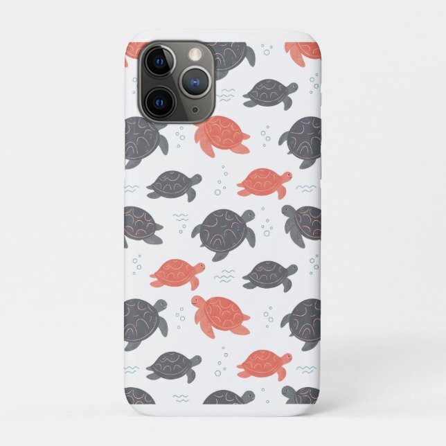 Minimalist White and Grey Sea Turtle Pattern Case-Mate iPhone Case (Back)