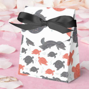 Minimalist White and Grey Sea Turtle Pattern Favour Box