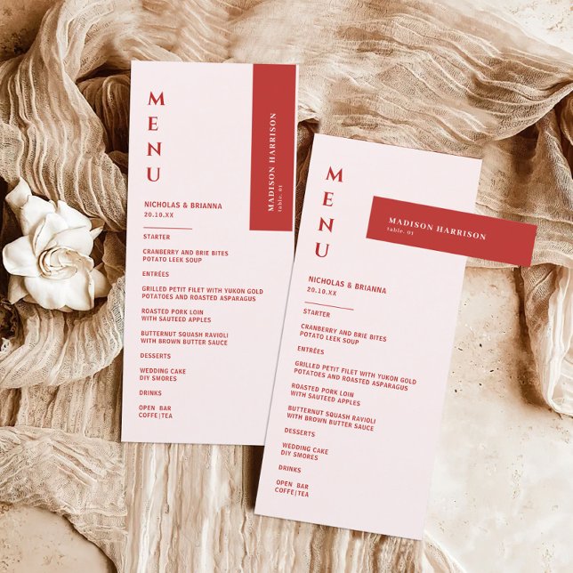 Minimalist White and Red Wedding Menu (Creator Uploaded)