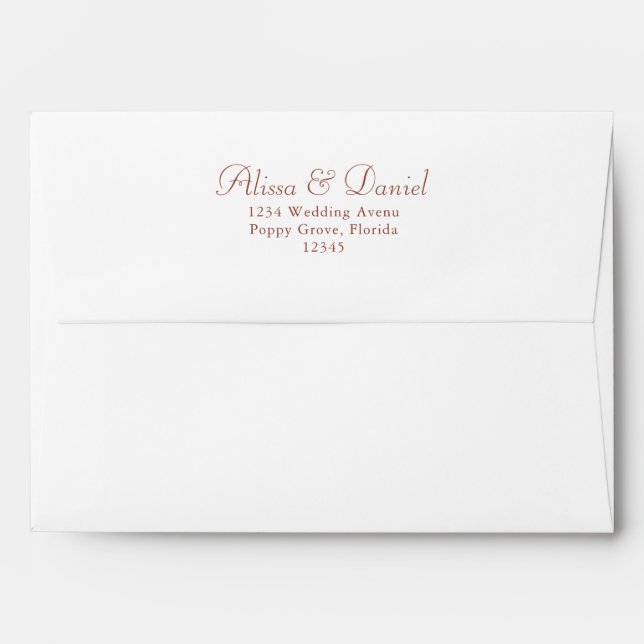 Minimalist White and Terracotta Wedding Envelope (Back (Top Flap))