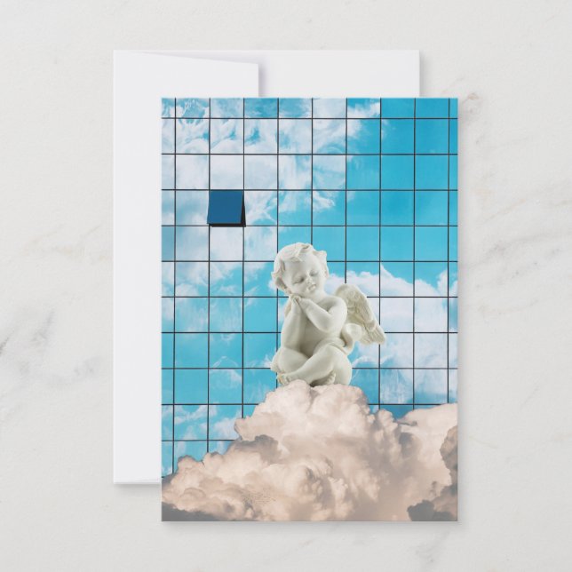Minimalist White Angel Heaven Modern Urban Look Invitation (Front)