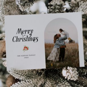Minimalist White Arch Merry Christmas Photo Holiday Card