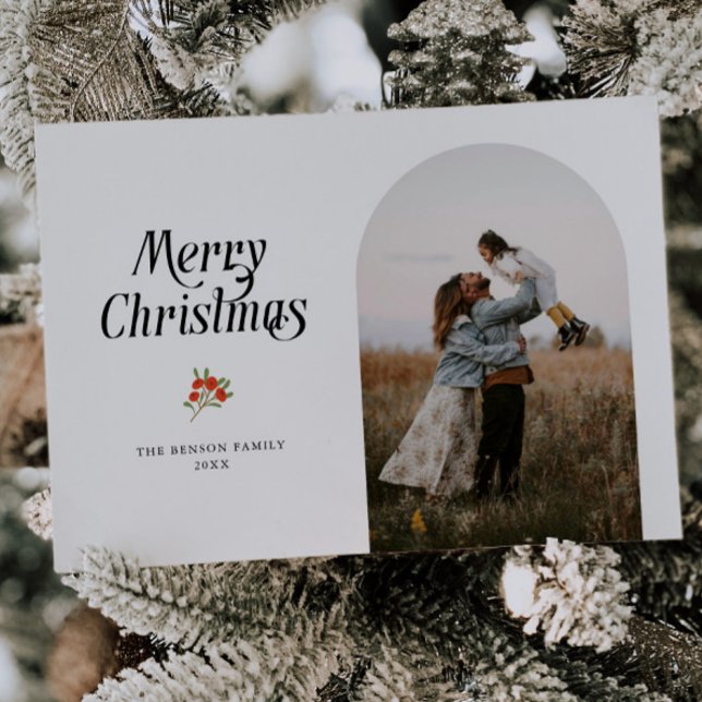 Minimalist White Arch Merry Christmas Photo Holiday Card (Creator Uploaded)