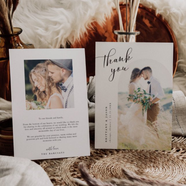 Minimalist White Arch Wedding Thank You Card (Creator Uploaded)