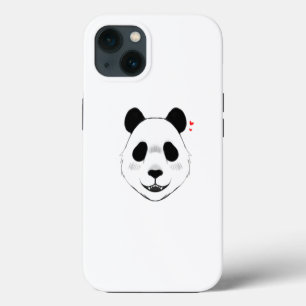 Minimalist white background cute panda design iPhone 13 case