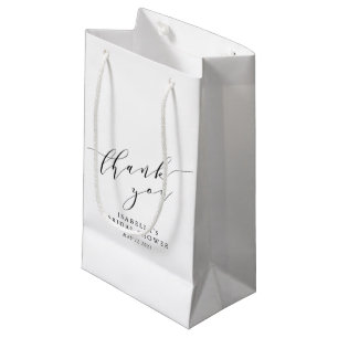 Minimalist White Black Bridal Shower Thank You Small Gift Bag