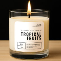 Minimalist White & Black Candle Labels Stickers