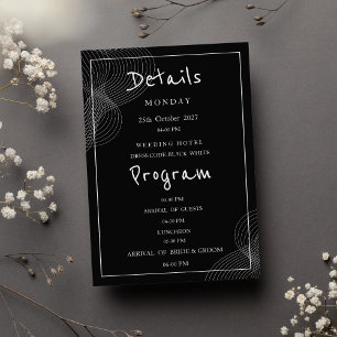 Minimalist white black geometric Details Program Invitation
