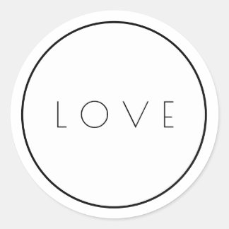 Minimalist White Black Love Stickers With Border