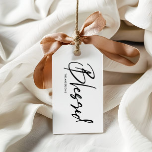 Minimalist White “Blessed” Thanksgiving Gift Tags