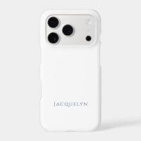 Minimalist White Blue Plain Elegant Modern Name
