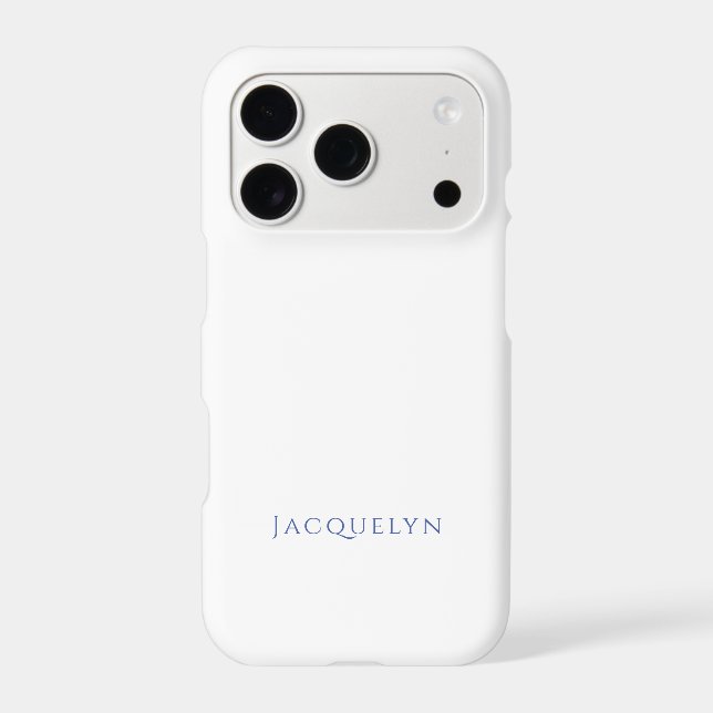 Minimalist White Blue Plain Elegant Modern Name (Back)