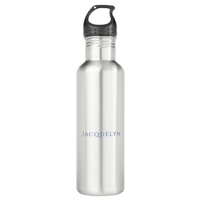 Minimalist White Blue Plain Elegant Modern Name 710 Ml Water Bottle (Front)